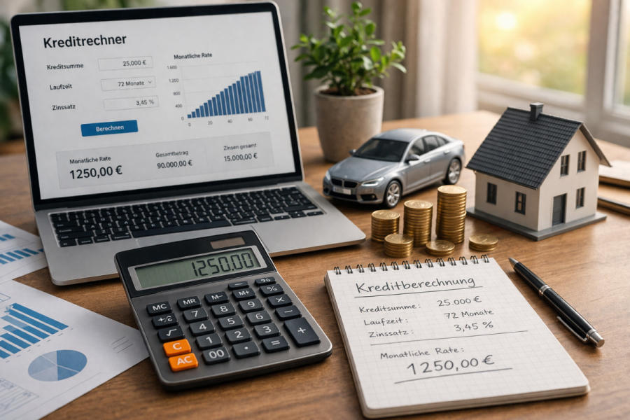 Kreditrechner mit Laufzeit und Zinsen