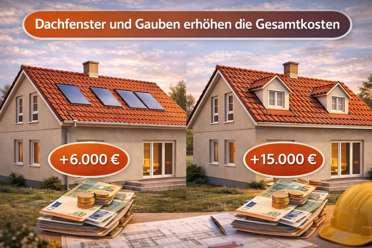 Dachfenster und Gauben erhöhen die Gesamtkosten Dachfenster und Gauben erhöhen die Gesamtkosten