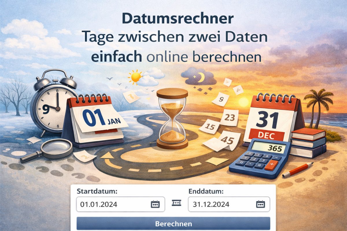 Datumsrechner Tage zwischen zwei Daten einfach online berechnen