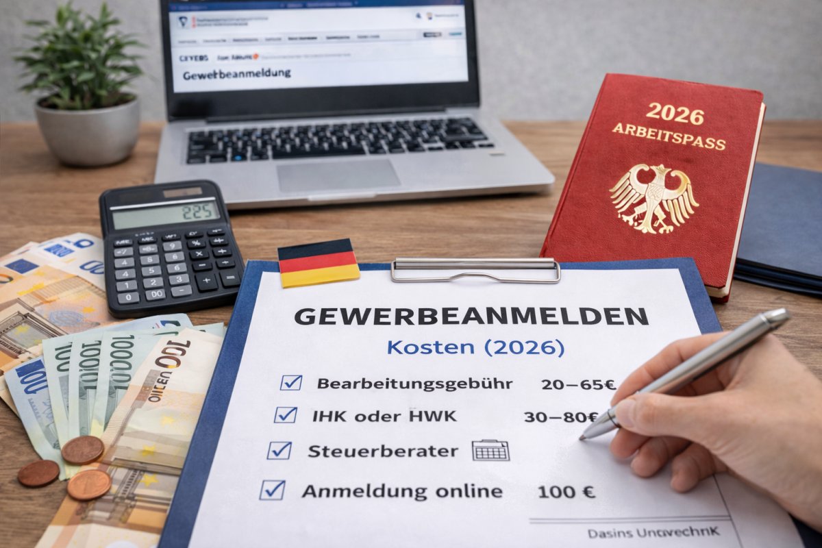 Gewerbe anmelden Kosten Deutschland 2026 im &Uuml;berblick
