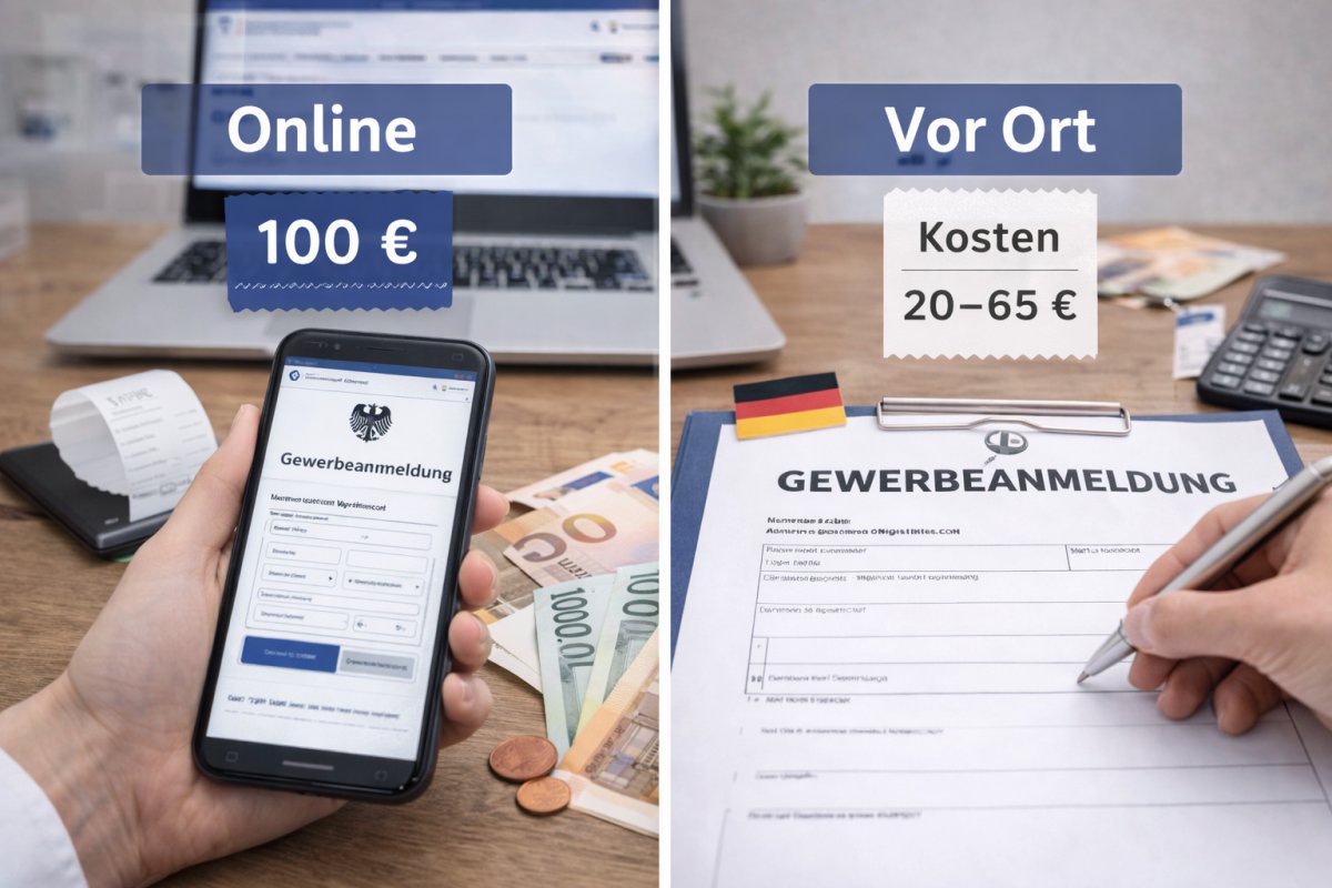 Gewerbeanmeldung online oder vor Ort Kostenunterschiede