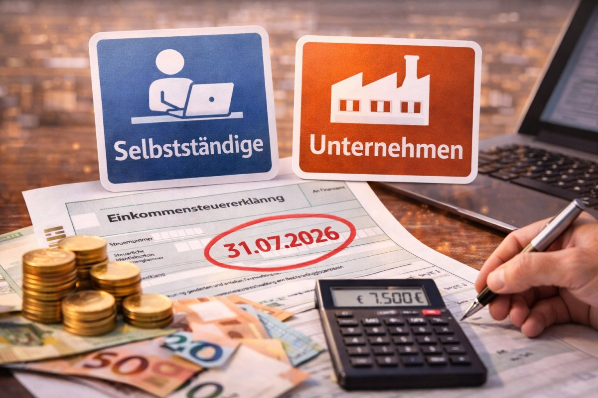 Steuererkl&auml;rung Frist 2026 f&uuml;r Selbstst&auml;ndige und Unternehmen