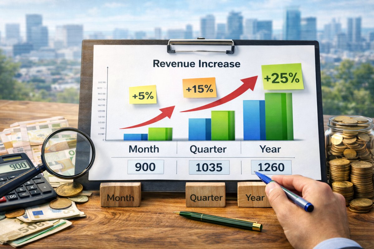 Umsatzsteigerung pro Monat, Quartal und Jahr richtig vergleichen