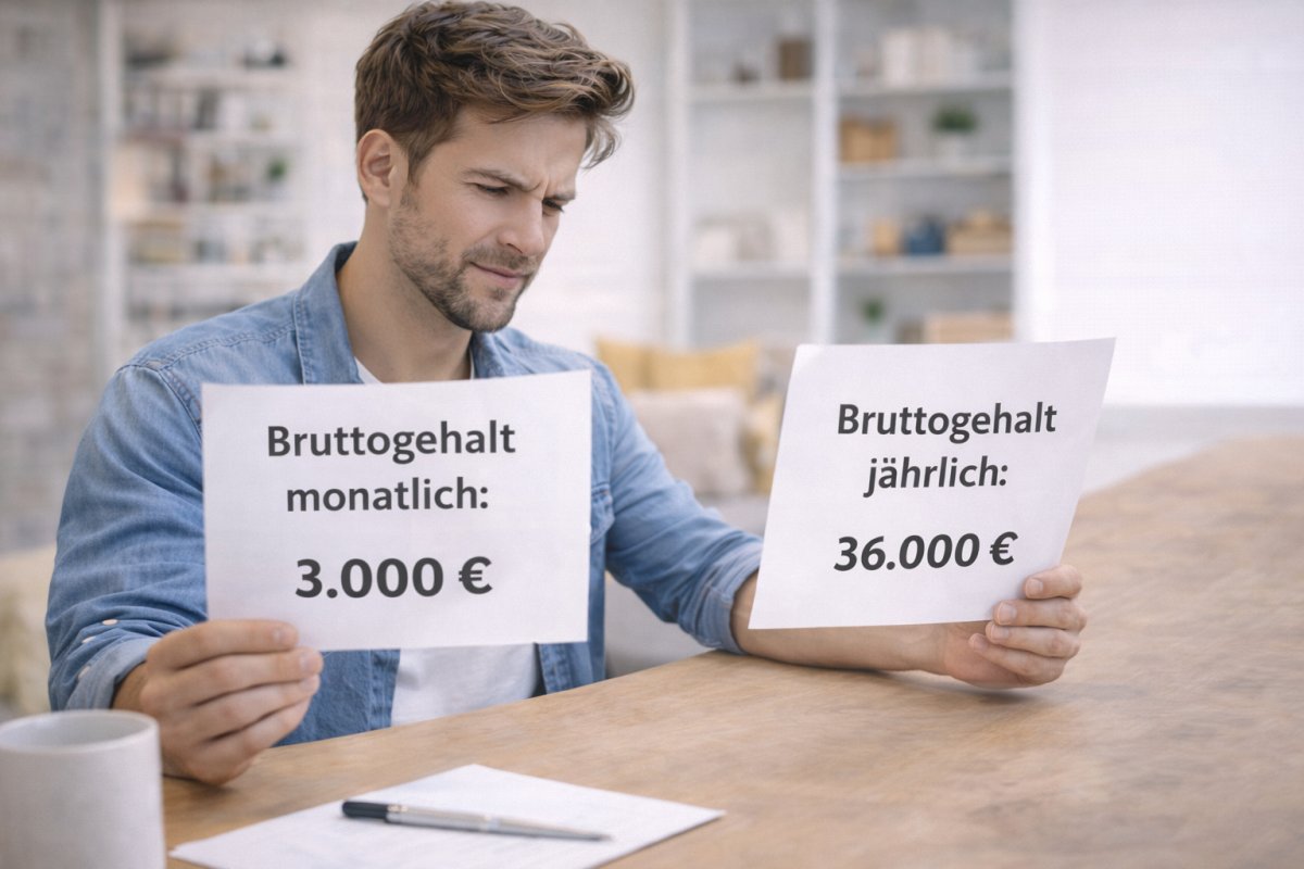 Unterschied zwischen monatlichem und j&auml;hrlichem Bruttogehalt