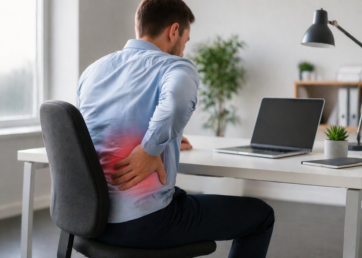 Warum langes Sitzen Rückenschmerzen fördern kann Warum langes Sitzen Rückenschmerzen fördern kann